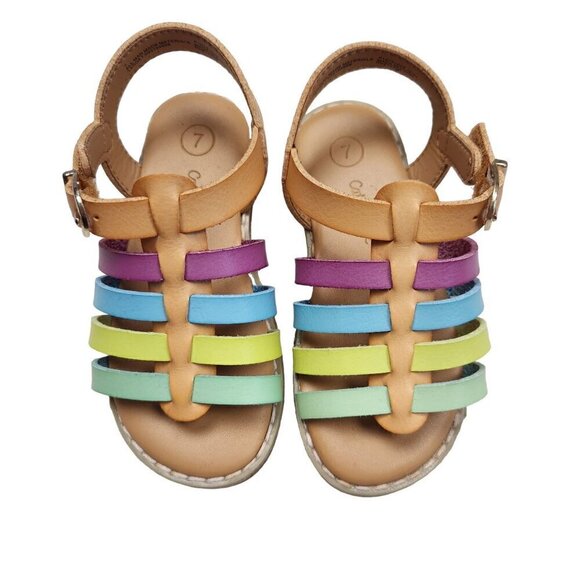 Cat & Jack Girls Rainbow Strappy Sandals Size 7 Velcro Closure Non-Marking Sole - Picture 9 of 9